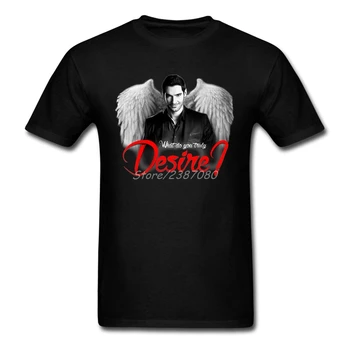

Lucifer Morningstar T Shirt Couple's Cotton Crewneck 3XL Short Sleeve Custom What Do You Truly Desire T Shirts For Boys