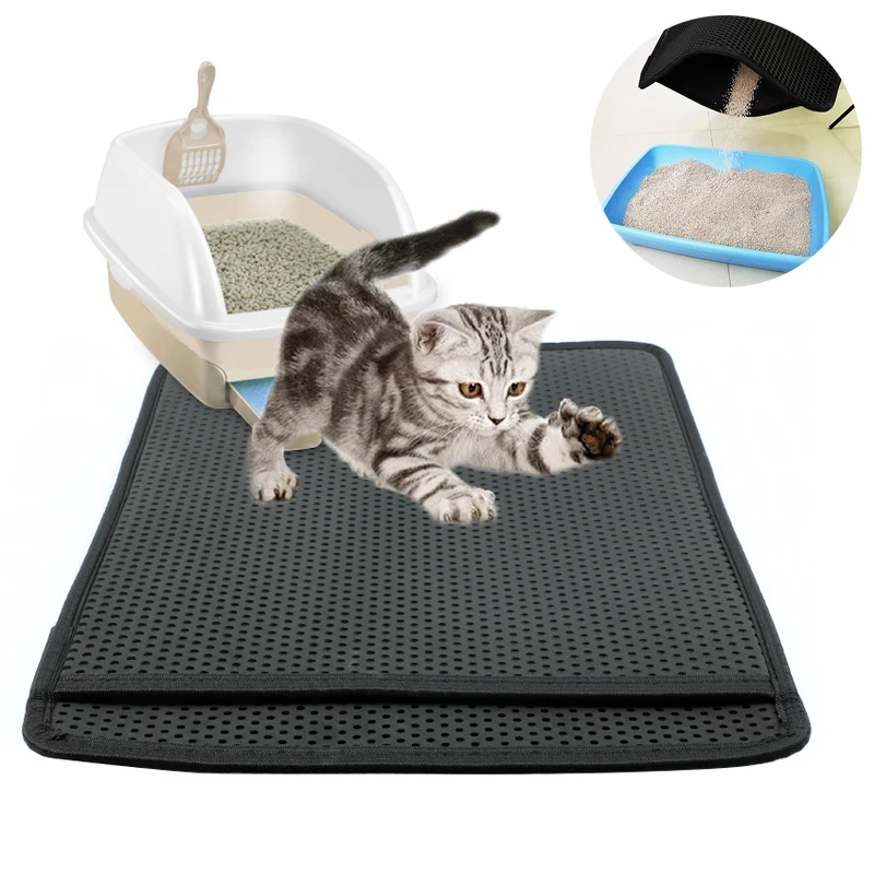 

OWDBOB Waterproof Pet Cat Litter Mat Pad Foldable EVA Double Layer Cat Litter Trapper Mat Non-slip Cat Sifting Pad Mats