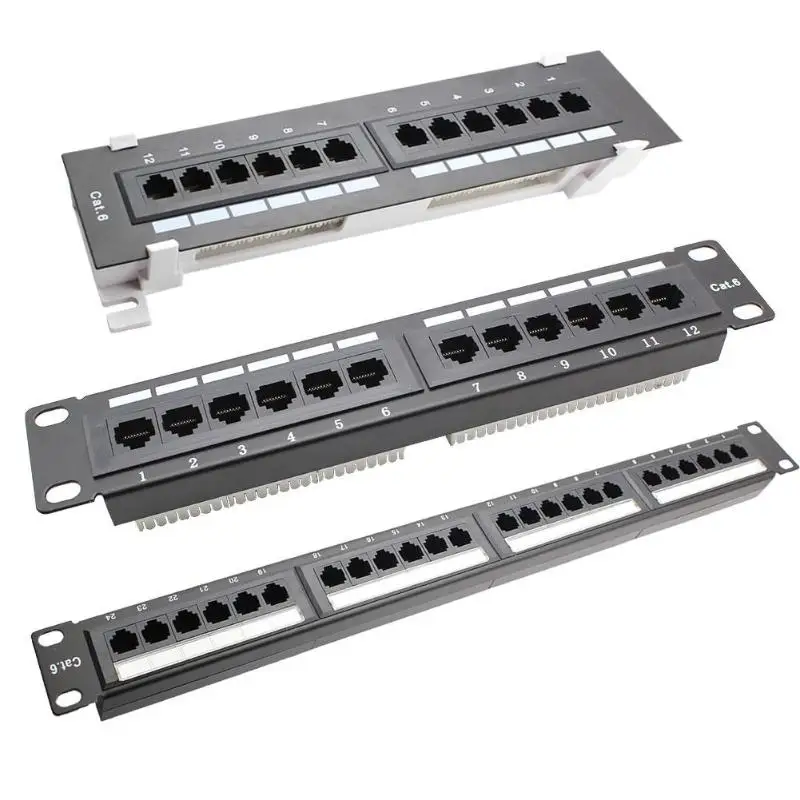 

Cold Rolled Steel Networking Wall Mount Rack 12/24 Port CAT6 Patch Panel RJ45 Networking Wall Mount Rack Mounted Bracket