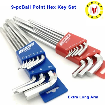 

C-MART Good Quality 9PCS CR-V Wrench Allen Key Socket Hexagonal Wrenches Set Spanner For repair bicycle Hand tool set