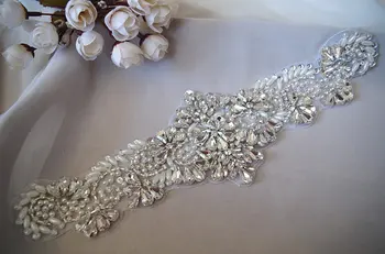 

crystal sash applique, bridal belt applique, bridal sash applique, wedding sash applique, RAE014