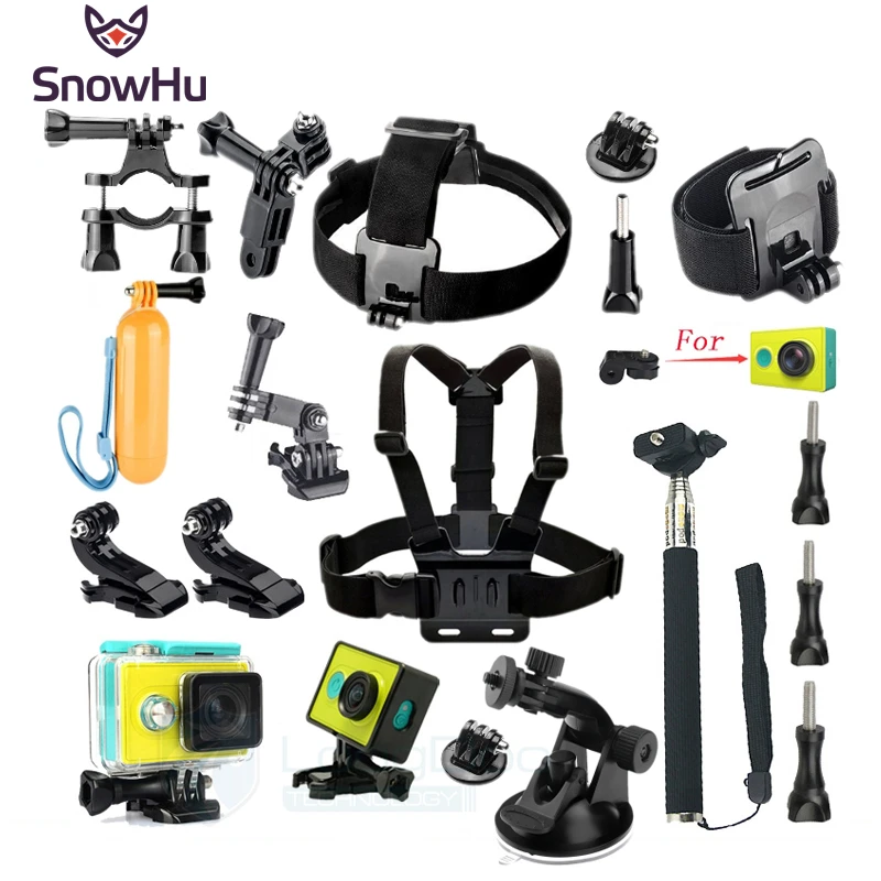 SnowHu for Xiaomi Yi Accessories Set Wateraproof Case Protective Border Frame Chest Belt Mount Monopod For