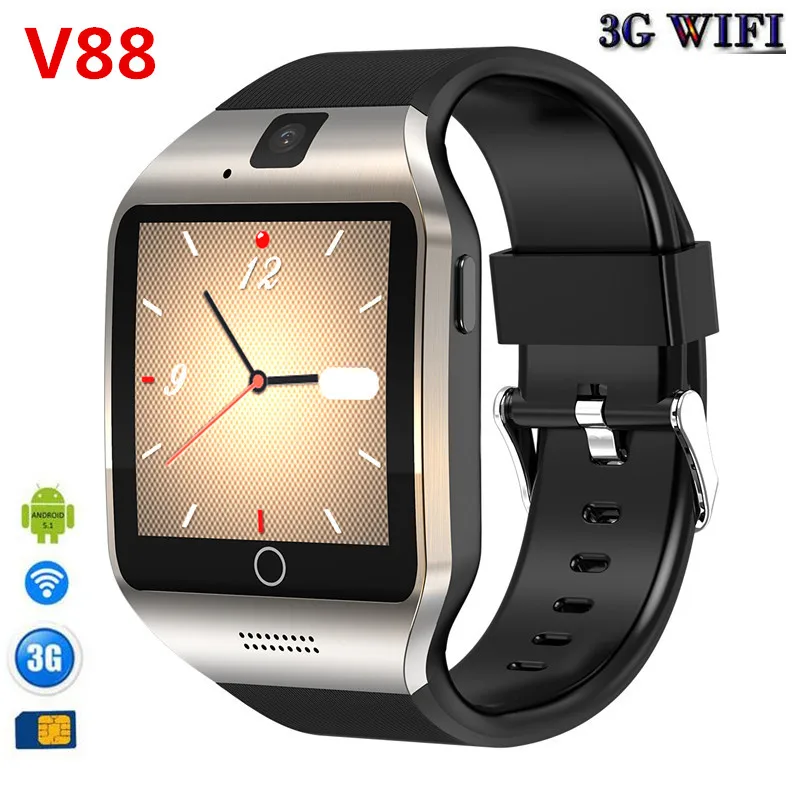3g wifi gps bluetooth Смарт-часы V88 Android 5 1 MTK6572 cpu 52 дюймов 5.0MP камера умные часы для iphone huawei