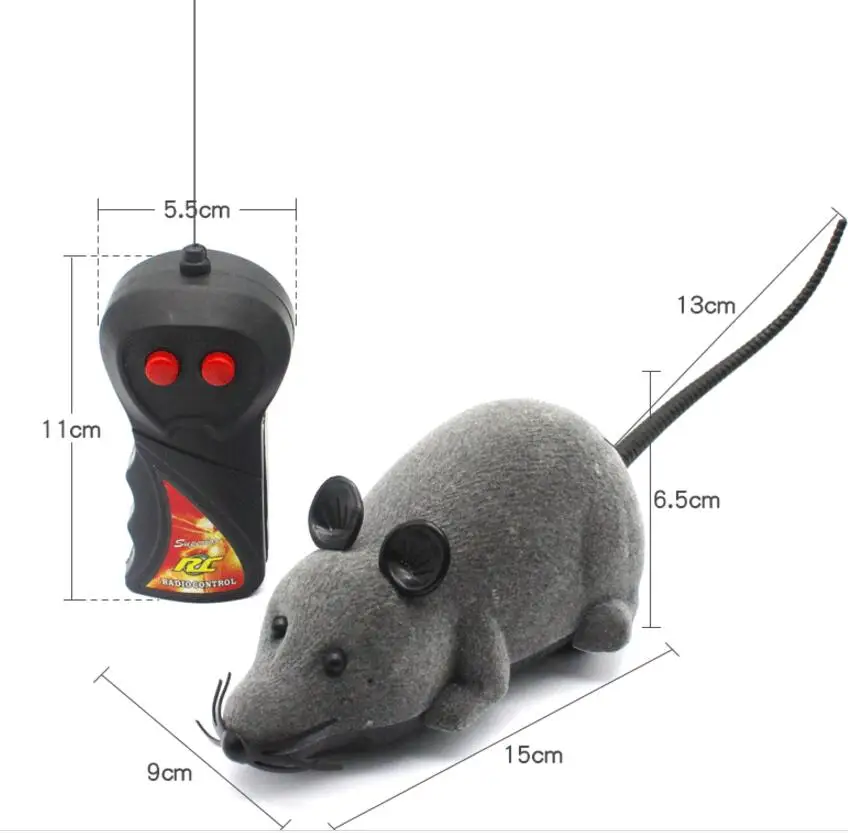 Милые игрушки, Беспроводная электрическая радиоуправляемая Крыса Мышь, пульт дистанционного управления, домашние животные, забавная игровая мышь, кошка, котенок, играющая игрушка, детский подарок на день рождения - Цвет: Серый
