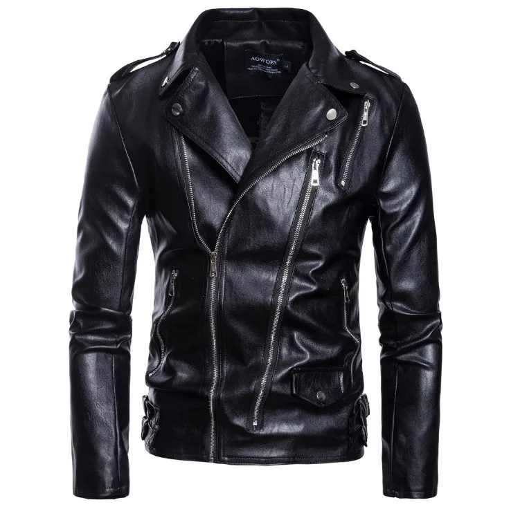 Мужские локомотивные кожаные куртки, новая мода, мульти-молния, мотоциклетная кожаная куртка, Мужская Высококачественная ПУ куртка, Casaco Masculino - Цвет: Черный