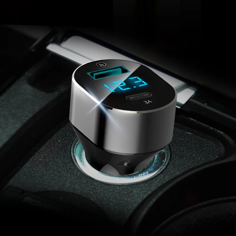 CYKE 2USB автомобильное зарядное устройство type-c автомобильное зарядное устройство интеллектуальный цифровой дисплей зарядное устройство QC3.0 протокол быстрой зарядки зарядное устройство для мобильного телефона
