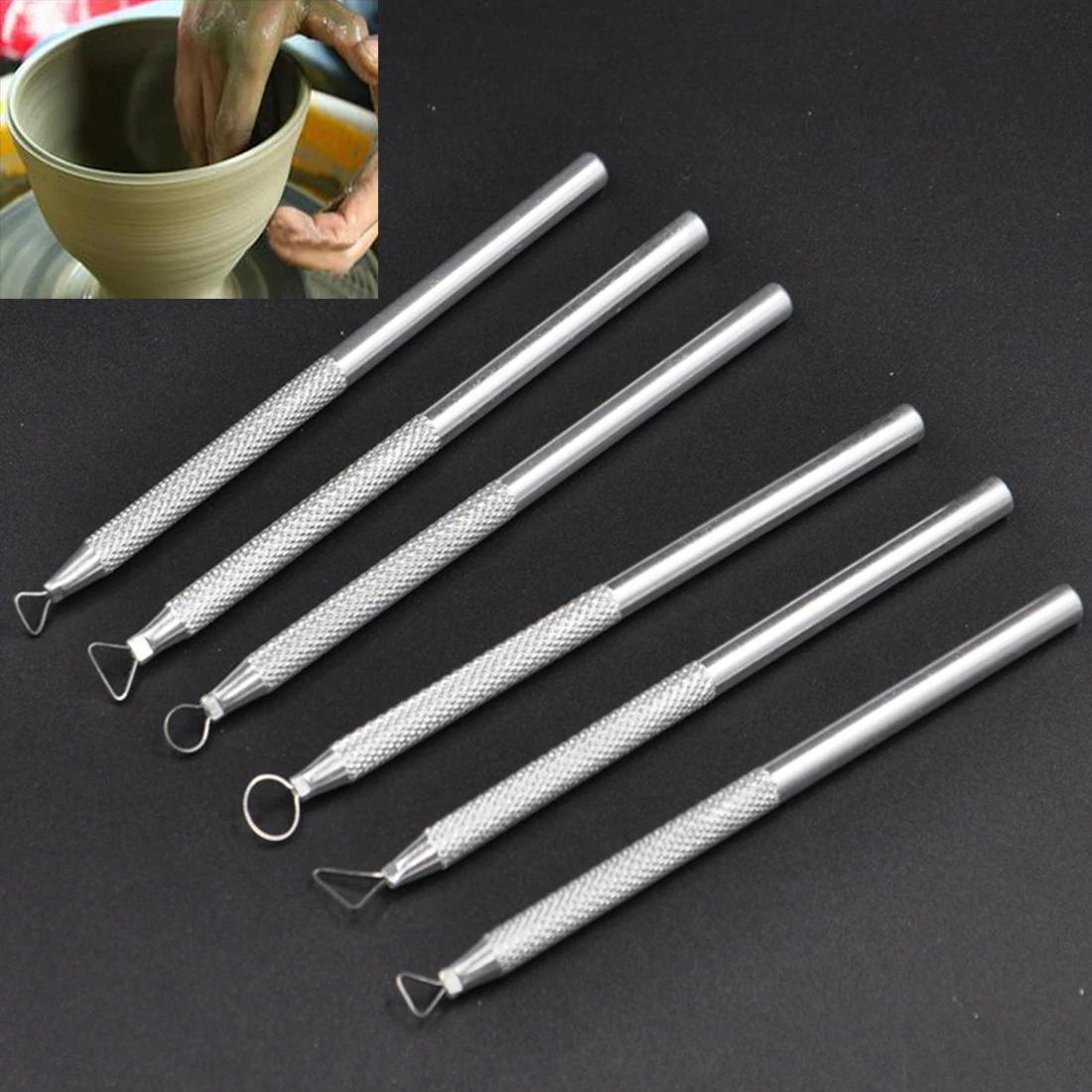 

Pottery Clay Dotting Tools DIY 6pcs/set Polymer Clay Modelling Ball Tools Plasticine Pottery Ceramics Scraper Sculpting Tool