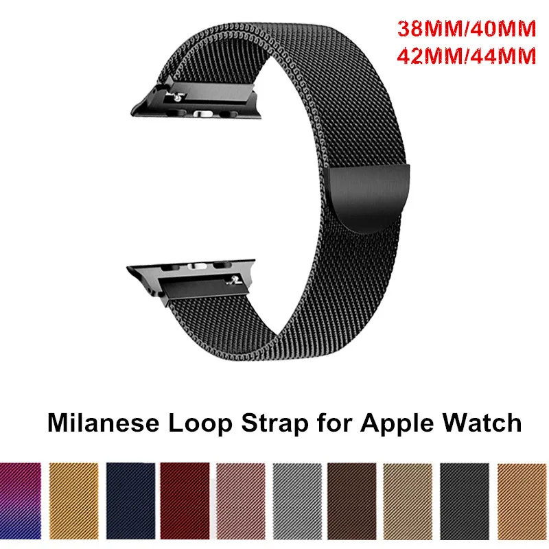 

Milanese Loop Straps for Apple Watch 4 3 Band Correa Stainless Steel for Apple Watch 42mm 44mm 38mm 40mm Bracelet for iWatch