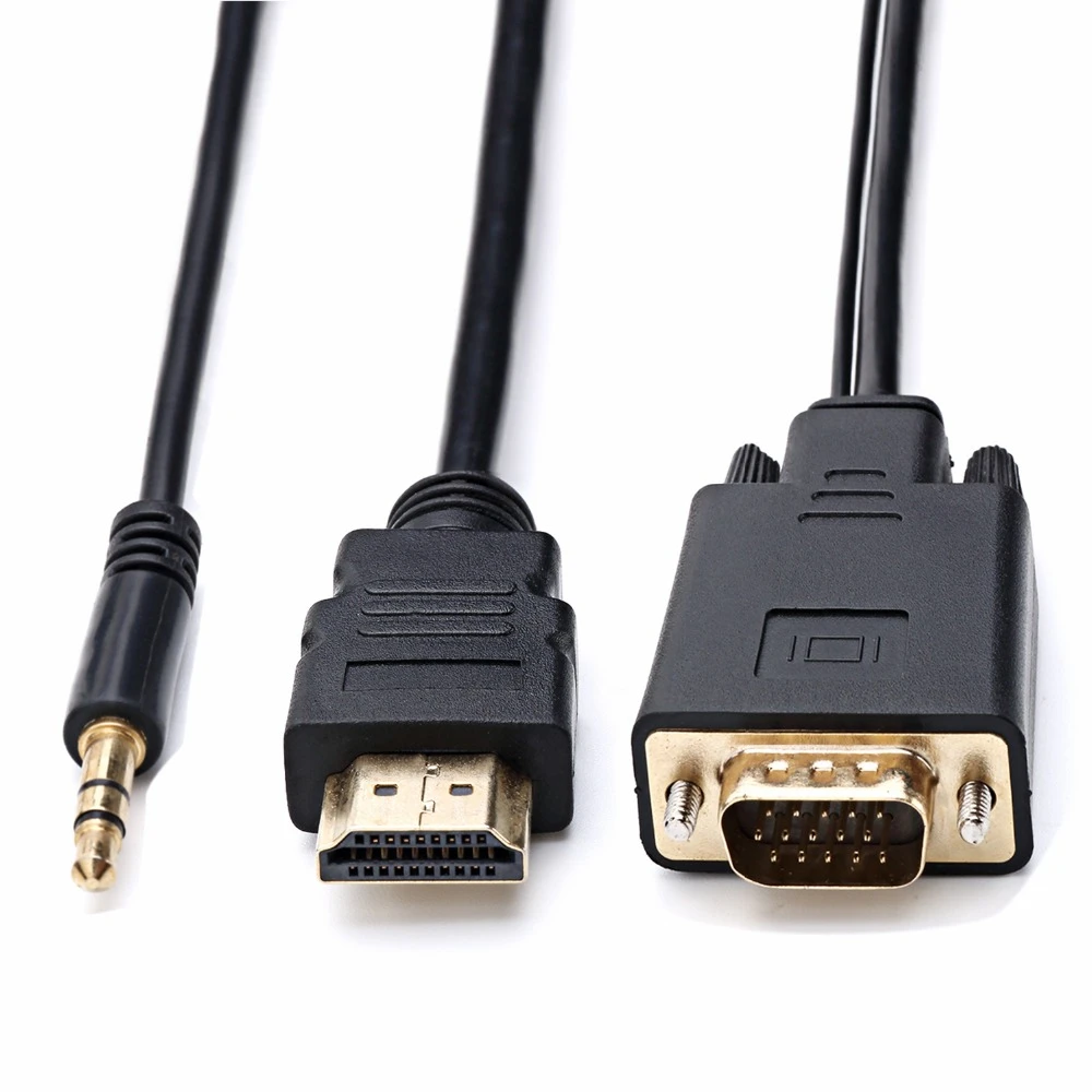 Hdmi Cable Vga To Hdmi Splitter Adapter 3.5mm Audio Aux Cable 3.5 Jack