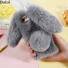 Dulcii Case Cover for iPhone 5S 5 SE Mobile Phone Bag Bunny Shape Warm Fur TPU Phone Cases for iPhone 5s winter Shell Capa Coque