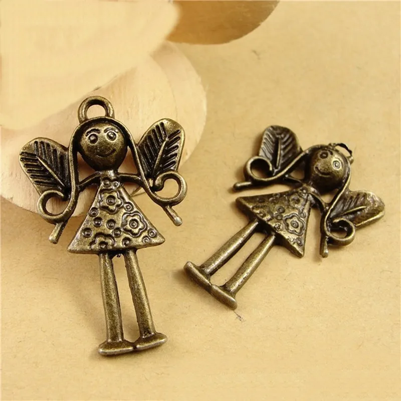 25*38MM Antique bronze plated vintage lovely angel charm pendant diy jewelry makingjewelry ball