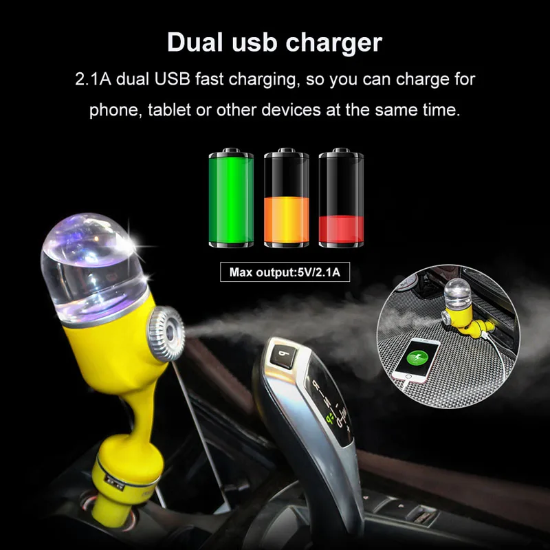 Car diffusers Car Air Humidifier Mini Aroma essential oil Diffuser Aromatherapy Portable cool mist Purifier in car