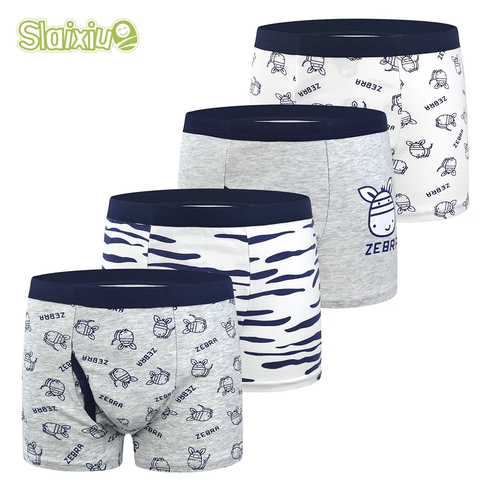 

4Pcs/lot Cotton kids boys underwear boxer Children Panties briefs for boy Soft Organic for 2-10years Teenager Underpants