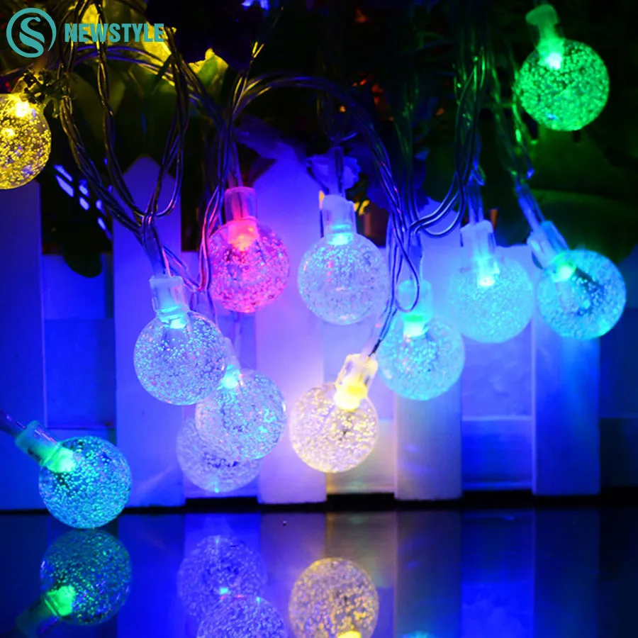 

Solar Outdoor Lighting 6M 30LEDs Crystal Ball Flashing Waterproof LED String Fairy Lights For Garden Home Decoration Solar Lamps