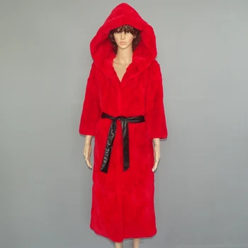 

Real fur Big red Lexus Rex Rabbit Fur Coat Woman 2019 new models 24