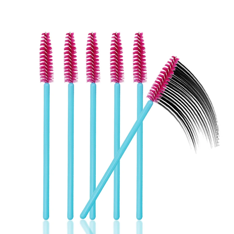 50Pcs Disposable Nylon Mascara Wands Blue Golden Blue Beauty Handle Brushes Lashes Makeup Brushes Eyelash Extension Tools