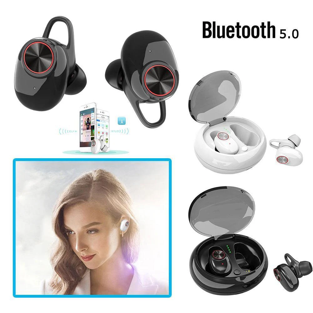 V5 TWS Bluetooth наушники водонепроницаемые настоящие Беспроводные наушники с зарядным чехлом