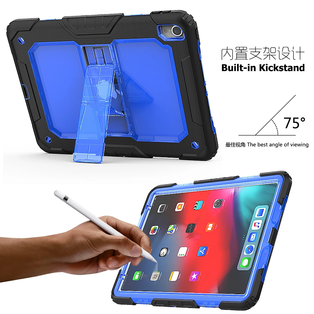 Чехол для Apple, ipad pro 11, с подставкой, гибридный, противоударный, сверхпрочный, прочный, 2 в 1, гибридный, PC чехол, подставка, оболочка+ ручка