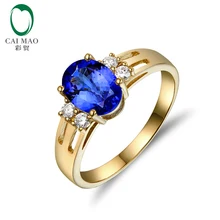 Caimao Jewelry 14kt Yellow Gold Natural 1.52ct Tanzanite & Diamonds Engagement Ring