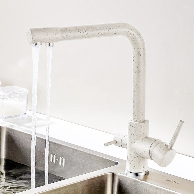 Fapully Kitchen Faucet Brass 3 Way Water Filter Mixer Marble Painting Swivel Drinking Water Faucets Purifier For Sinks Taps 176