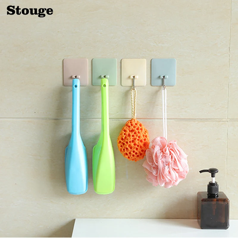 

Stouge 1PC Bathroom Shelves Kitchen Organizer Hanger Multifunctional Adhesive Hooks Wall Shelf Hanging Door Accessories Rack