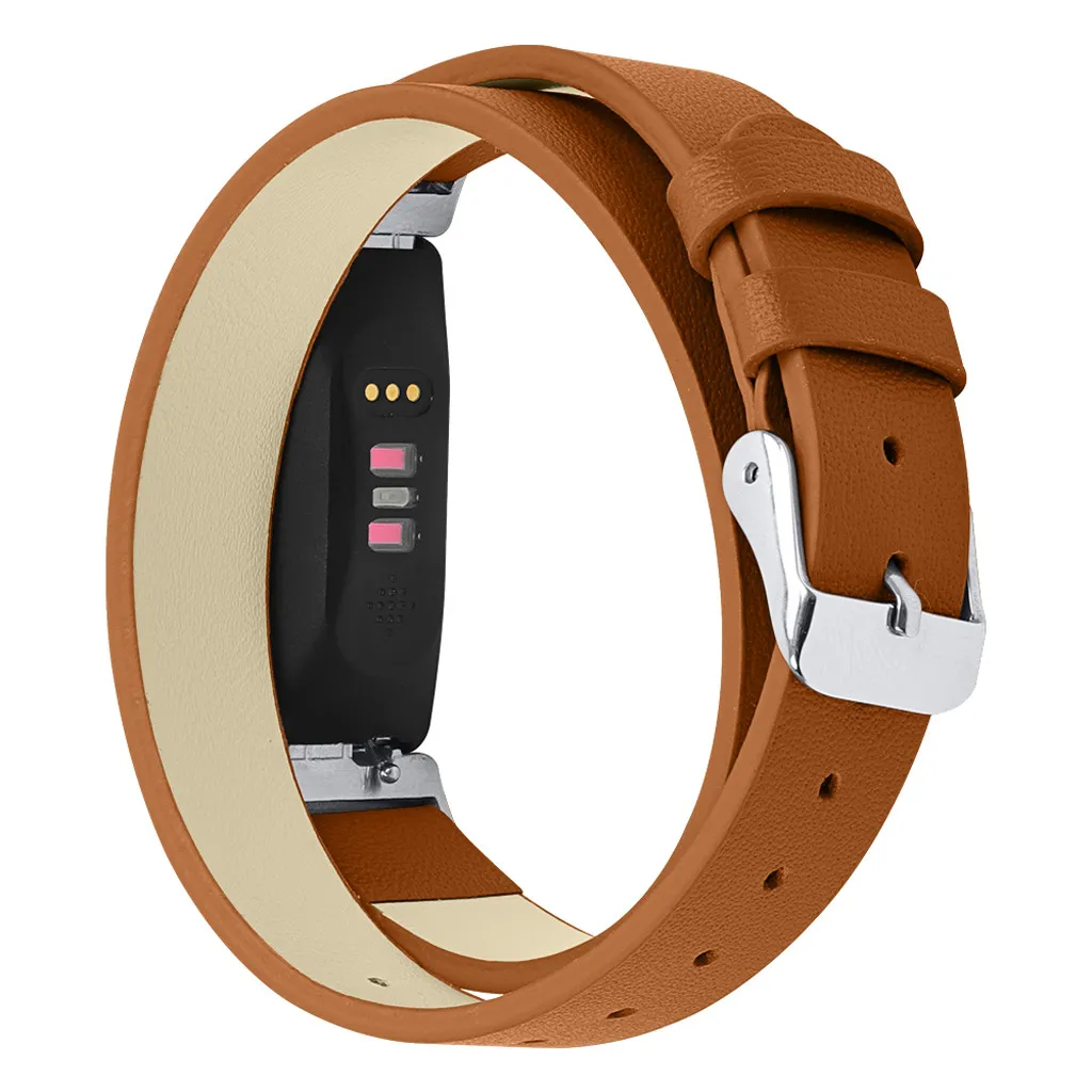 

2019 Fashion Double For Fitbit Inspire/Inspire HR Watchbands Tour Leather Pin Buckle Men Women Watch Band Strap Simple Bracelet