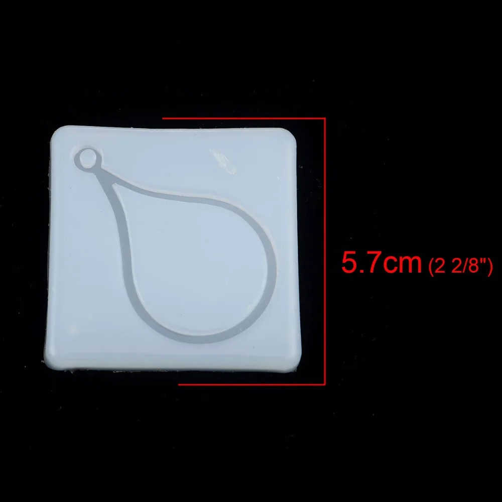 Doreen коробка, силиконовая смола, форма для ювелирных изделий, модное ожерелье, изготовление квадратных белых капель, инструменты 57 мм(2 2/") x 57 мм(2 2/8"), 1 штука