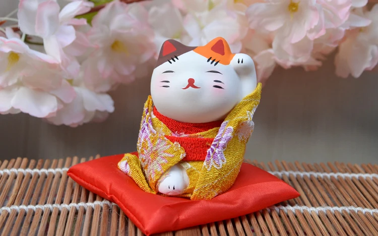 3 шт. фигурки счастливого кота японское кимоно Maneki Neko гипсовые украшения животные котенок миниатюры украшение дома бизнес подарок