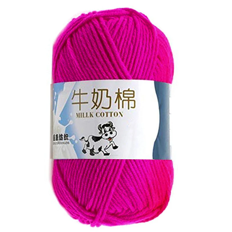 Rose Red 1 шт. мягкая молочная хлопковая чесаная мягкая пряжа, Детская шерстяная пряжа для вязания, ручное вязаное одеяло, свитер, шарф, кукла, пряжа для вязания крючком - Цвет: Rose Red