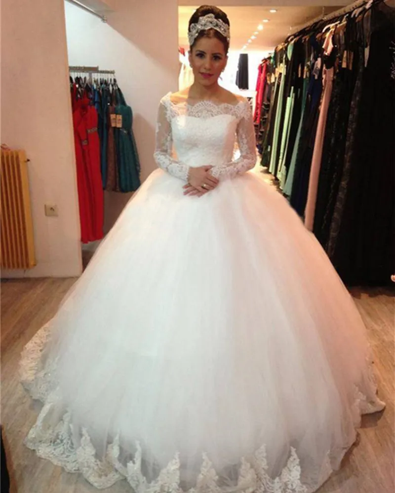 Белый Vestido De Novia/Новое поступление; бальное платье; ; vestido de festa; кружевное платье принцессы с длинными рукавами; платья для матери невесты - Цвет: Белый