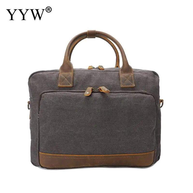 

Men's Executive Briefcase Vintage Male Tote Bag Gray Laptop Bags for Men Camel Canvas Handbag A Case for Documents Suitcase Man