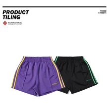 Xieruis фирменного дизайна с нашивкой в виде надписи "Для женщин Для мужчин шорты в полоску; комплект одежды в стиле" хип-хоп "RU по колено повседневные шорты-джоггеры Пляжные шорты