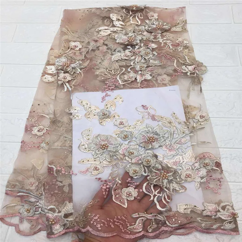 

2018 High Quality French net lace fabric 3D flower African tulle mesh lace fabric Latest Design nigerian lace fabrics HX1334-2