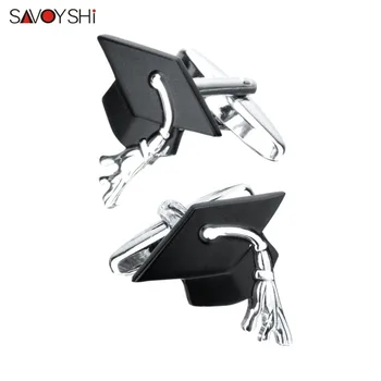 

SAVOYSHI Doctoral cap Shaped Cufflinks for Mens Shirt Cuff nails Fine Gift High Quality Black Enamel Cuff links Fashion Jewelry