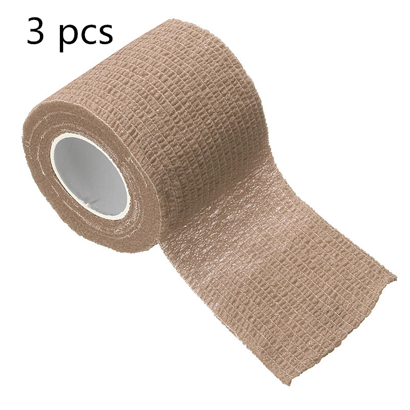 2.5cm*4.5m Self-Adhesive Elastic Bandage First Aid Medical Health Care Treatment Gauze Tape Outdoor Tools Non-woven 1 PC/3PCS - Цвет: Коричневый