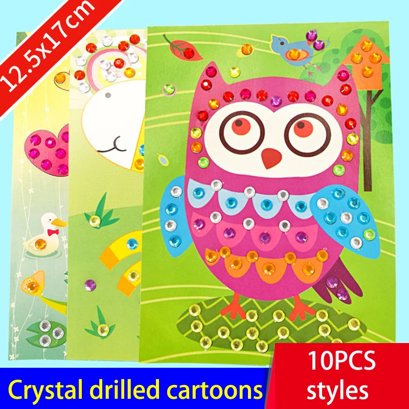 

10PCS/Handmade 3D Children Puzzle DIY Foam Mosaic Stickers Art EVA Cartoon Crystal 3D Sticker Creative Educational Toys For Kids