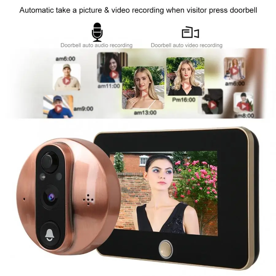 Дверной Звонок камера 4,3 дюймов HD 1080P WiFi видеодомофон дверной звонок камера Дверной зритель ночное видение ПИР кольцо дверной Звонок