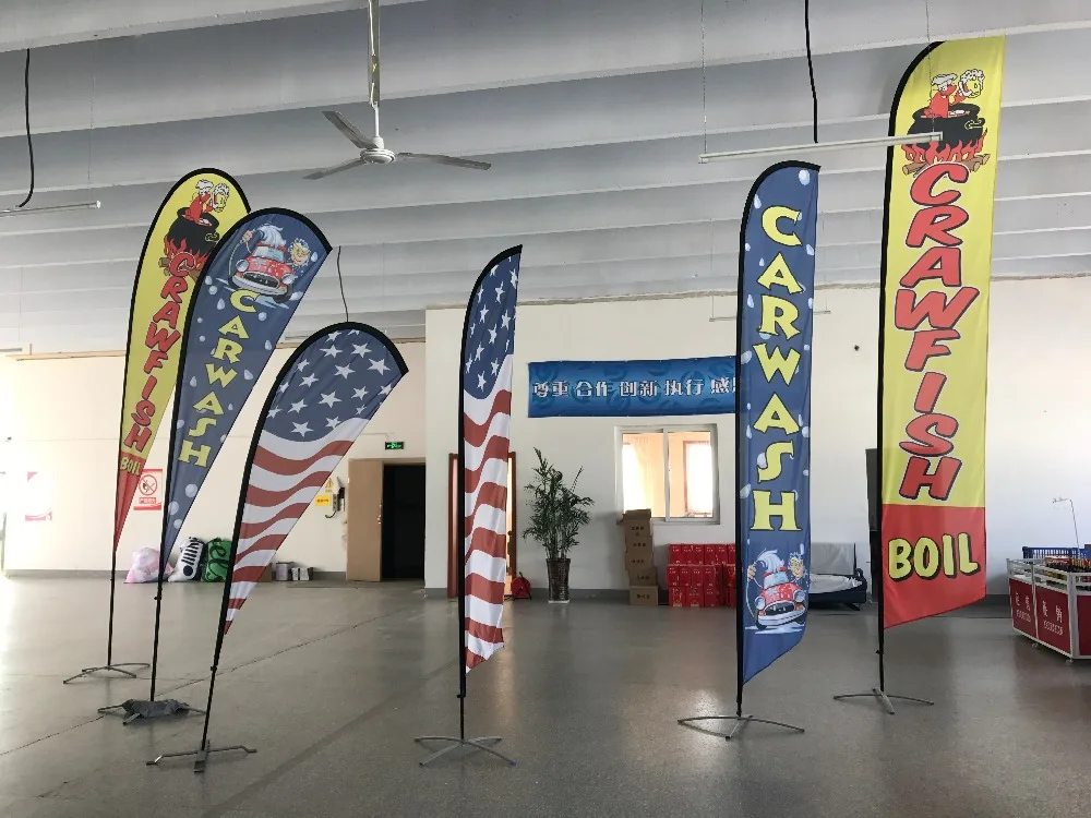 Outlets hot sale custom happy thanksgiving day single sided 110g Knitted Polyester Beach flag banner feather flag