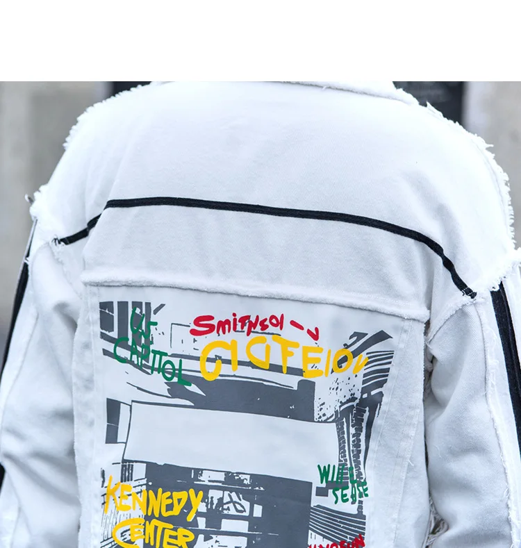 Male Casual Coat Outerwear Couple Shirts Letter Printing Jacket Men Streetwear Hip Hop Casual White Denim Jacket Male Casual Coat Outerwear Couple Shirts Letter Printing Jacket Men Streetwear Hip Hop Casual White Denim Jacket
