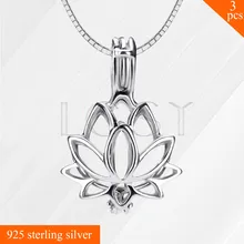 Mejores Ventas de Las Mujeres de Loto 925 Collar de Plata de ley Pendiente de la Jaula de Perlas Medallón Colgante 3 unids