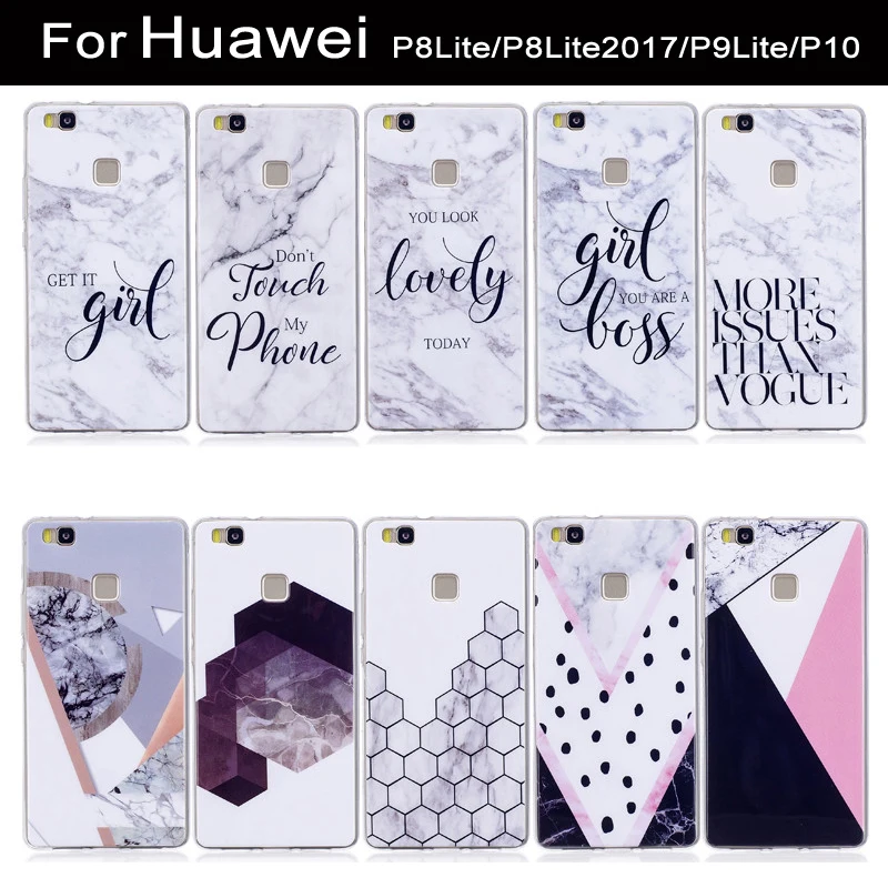 Чехол для Huawei P10 P9 Lite силиконовый Мрамор задняя крышка чехол P8 2017 P8Lite P9Lite Huwei |
