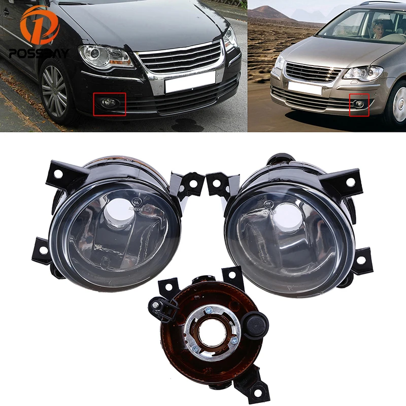 

POSSBAY Front Lower Bumper Fog Lights Fog Lamp for VW Touran 2003-2010 Car Fog Light Housing Without Bulbs Auto Side Replacement