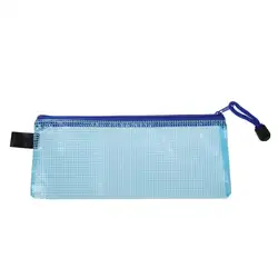 Новый дизайн сетки синий на молнии мягкие pvc канцелярские принадлежности сумка