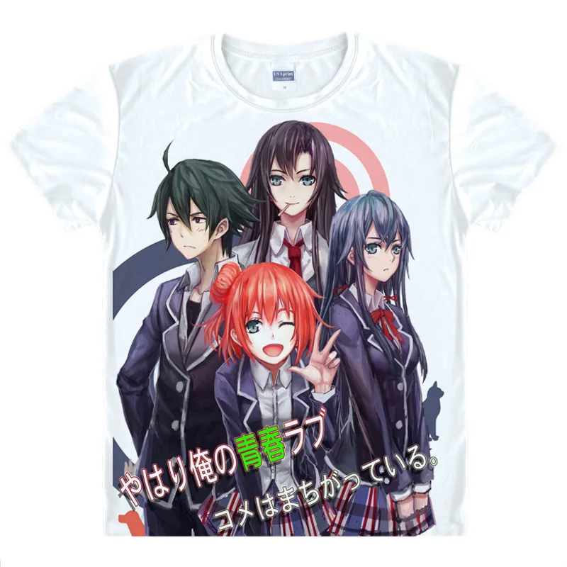 Coolprint Футболка с изображением в стиле аниме путаница oregairu Hamachi футболки короткий рукав Yukino Yukinoshita Yui Yuigahama Косплэй motivs Аниме футболки