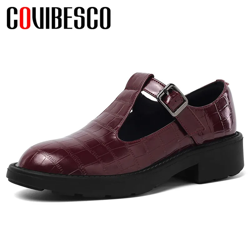 COVIBESCO Euro Style Retro Women Pumps Spring Autumn Round Toe Buckle Shoes Woman Solid Casual Basic Shoes Classic Design Pumps