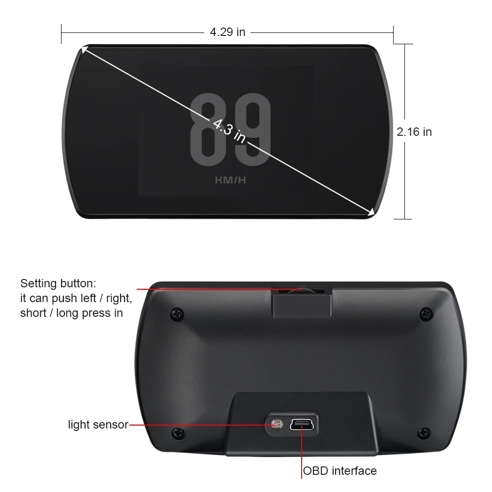 Новинка 4," HD TFT Автомобильный Hud OBD2 дисплей на голову Turbo Boost Gauge RPM Тахометр бортовой компьютер gps цифровой спидометр 2в1 35