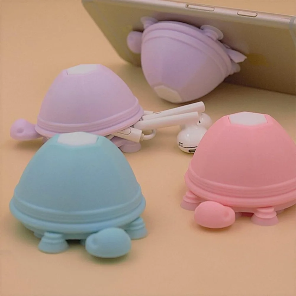 

Portable Cute Turtle Silicone Suction Earphone Winder Mobile Phone Holder Stand for Phone