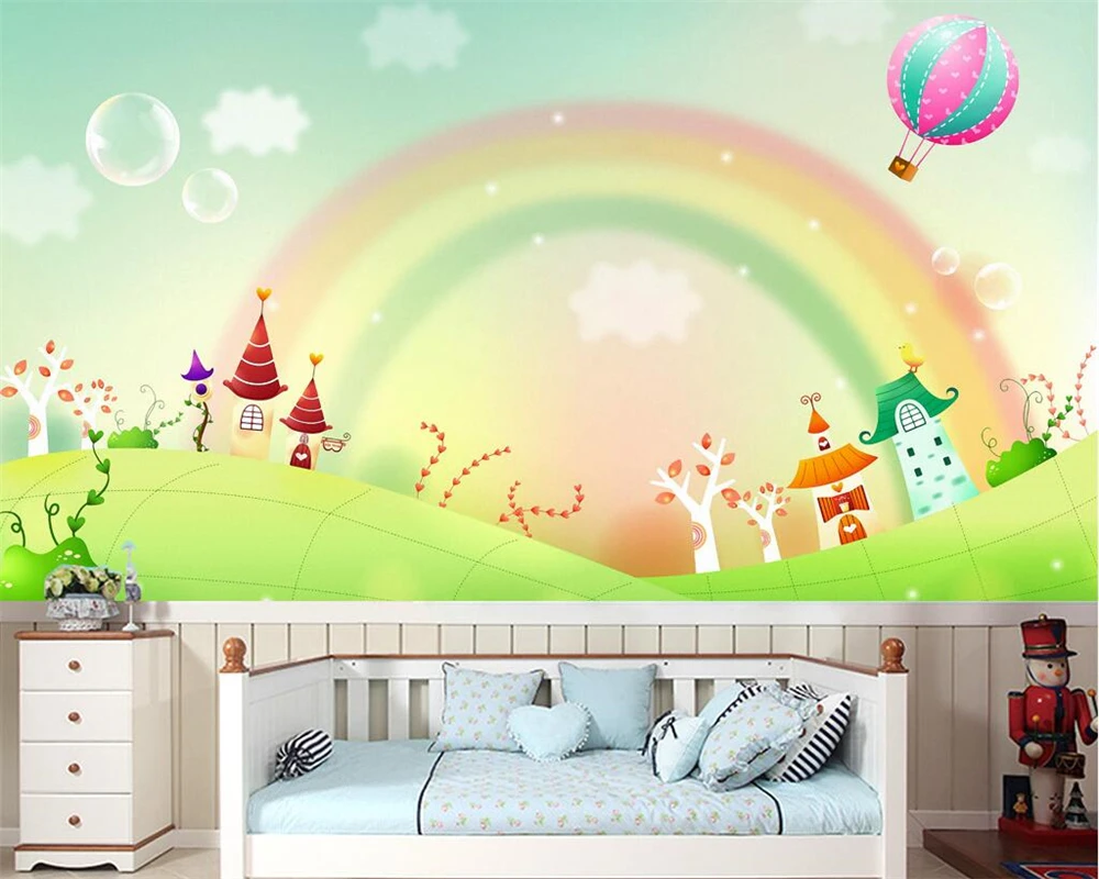Beibehang пользовательские обои мультфильм Радуга красивый свежий свежесть цвет современная детская гостиная фон Настенные обои