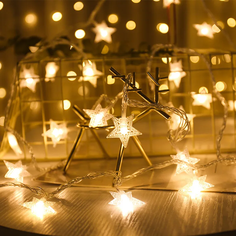 Рождественские украшения для дома, Новогоднее украшение 10/20/светодиодный светильник в виде звезды, гирлянды на батарейках, подарок на рождественскую елку