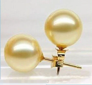 

10mm Yellow South Se Shell Perl 14KGP Gold plted Stud Errings